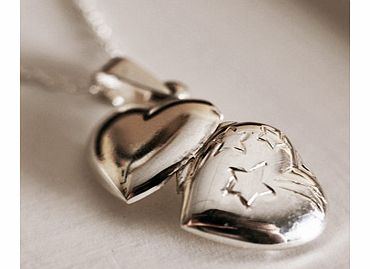 SILVER Shooting Star Heart Pendant With Necklace