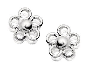silver Small Flower Stud Earrings 060123