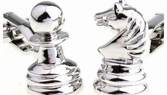 Silver Smith Silver Tone Chess Set Game Cufflinks Cuff Links