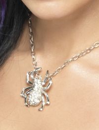 SILVER Spider Rhinestone Necklace