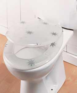 silver Swirls and Stars Toilet Seat