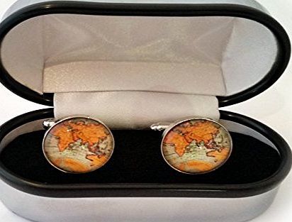 SilverFox World/Earth Cufflinks and Cuff link presentation box (World 2)