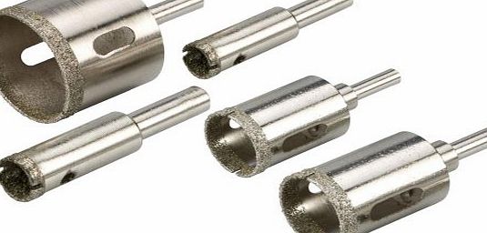 Silverline Tools 5 Piece Diamond Holesaw Drill Bit Set 6mm 8mm 16mm 18mm amp; 40mm