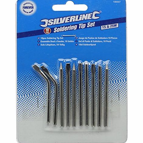 Silverline Tools Silverline 196507 Soldering Iron Tips 10-Piece Set 15 and 25W