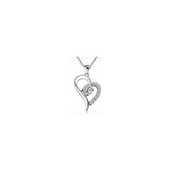 Silvexcraft 65D 18K White Gold Plated Heart Necklace and