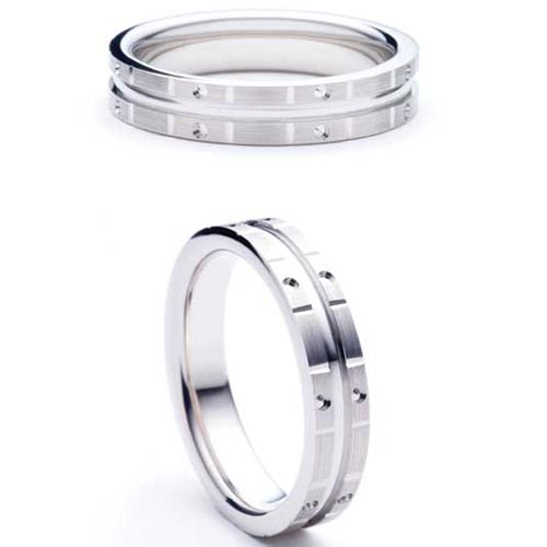 3mm Medium Flat Court Simile Wedding Band Ring In 18 Ct White Gold