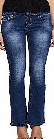 Simply Chic Outlet New Womens Boot Cut Denim Flares Style jeans Soft Slim Smart Ladies Leggings Trousers Pants (14, Medium Indigo)