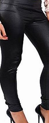 Simply Chic Outlet SCO New Womens Black Wet Look High Waist Leggings Sexy Faux Leather Jeggings Plus Size