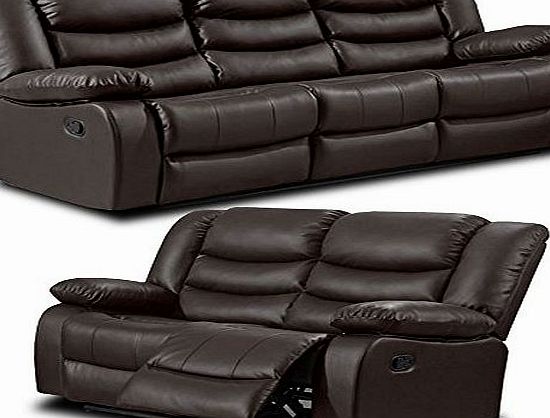 Simply StylisH Sofas Belfast Dark Brown Leather Reclining Sofa Range (All combinations available) ... (3 2 Seater Sofa Set)