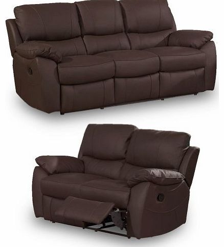Simply StylisH Sofas Wandsworth 3 2 Seater Brown Leather Reclining Sofas Suite