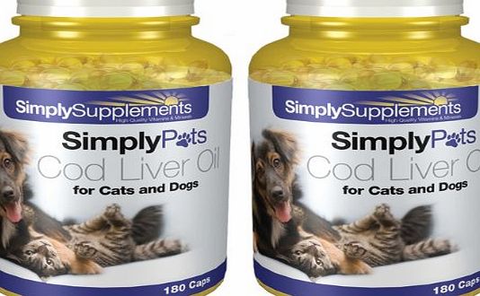 SimplySupplements Cod Liver Oil 550mg for Cats amp; Dogs 180 Capsules (Pack of 2, Total 360 Capsules) GMP Quality Assured UK Manufactured