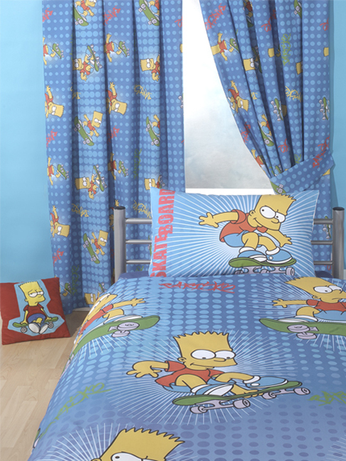 Simpsons Curtains Bart Simpson `ool Dude`Design 54 Drop - Great Low Price