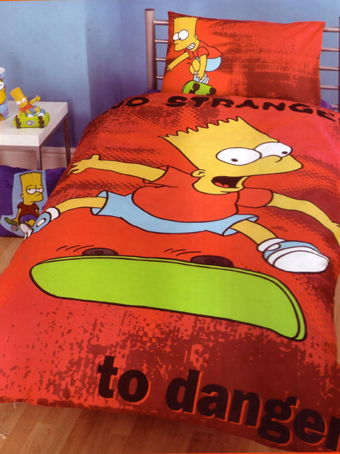 Simpsons Duvet Cover and Pillowcase Bart No Stranger to Danger Design Bedding