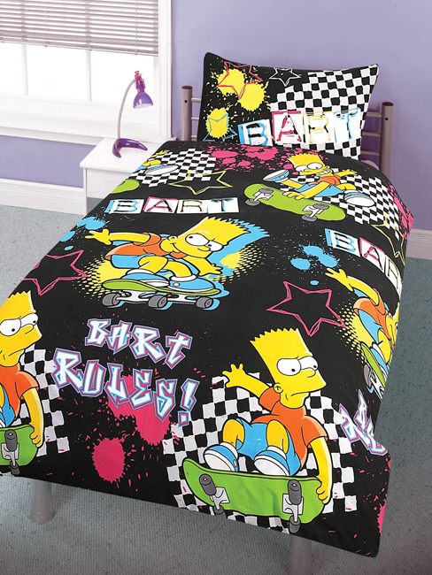 Simpsons Duvet Cover and Pillowcase Bart Simpson `treet`Design Bedding