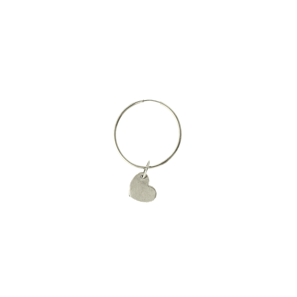 single Hoop Earring-Heart White Gold