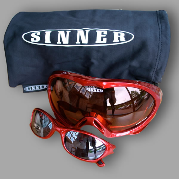Sinner Ski Goggles and Sunglasses (red)