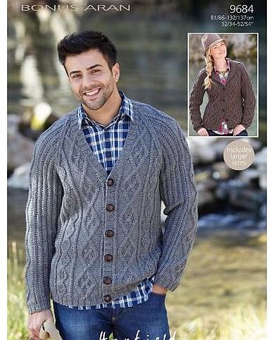 (Hayfield) Bonus Aran Men & Womens Cardigan Knitting Pattern 9684