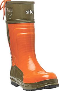 Site, 1228[^]2672F Chainsaw Safety Boots Orange/Green Size 11