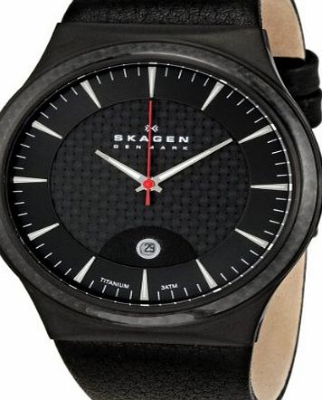Skagen Designs Mens Quartz Watch with Black Dial Analogue Display and Black Leather Strap 234XXLTLB