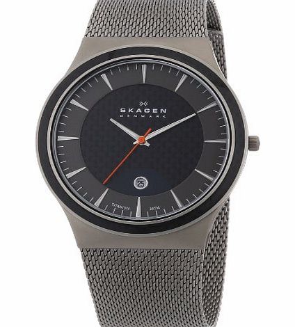 Skagen Designs Mens Quartz Watch with Grey Dial Analogue Display and Grey Titanium Strap 234XXLT