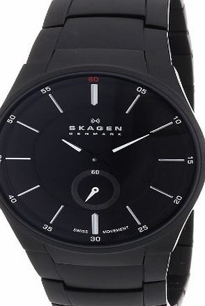 Skagen Stainless Steel White Label Mens Quartz Watch with Black Dial Analogue Display and Black Stainless Steel Bracelet 924XLBXB
