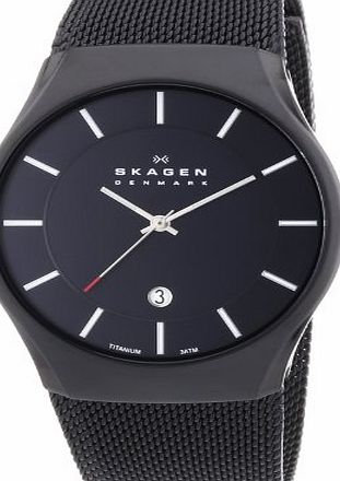 Skagen White Label Mens Quartz Watch with Black Dial Analogue Display and Black Titanium Strap 956XLTBB