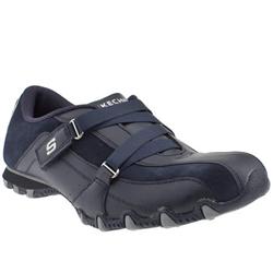 Skechers Female Bikers Curtains Leather Upper Fashion Trainers in Navy