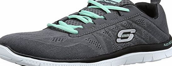 Skechers Flex Appeal Sweet Spot Womens Lace Up Trainers - Charcoal Grey, 6 UK