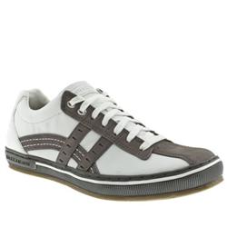 Skechers Male Skechers Merric Briano Leather Upper Lace Up Shoes in White and Grey