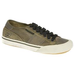 Skechers Male Strand Lace Leather/Textile Upper Textile Lining Fashion Trainers in Dark Brown