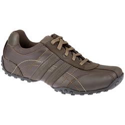 SKETCHERS Male CITY WALK Leather Upper Textile Lining Lace Up Shoes in Brown