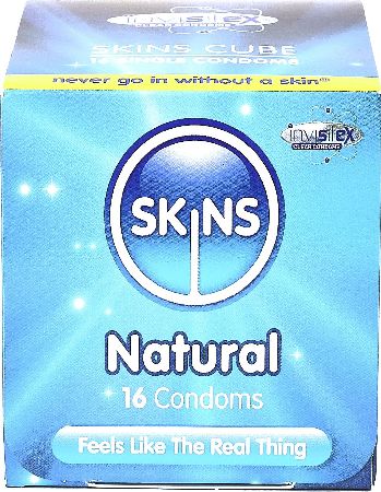 Skins, 2102[^]0140883 Condoms Natural Cube Pack 16 Condoms