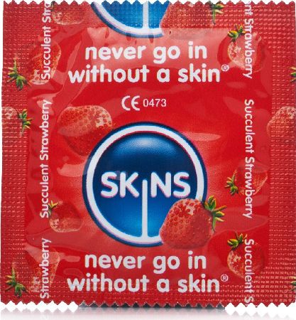 Skins, 2102[^]0105843 Succulent Strawberry Flavour Condoms -100