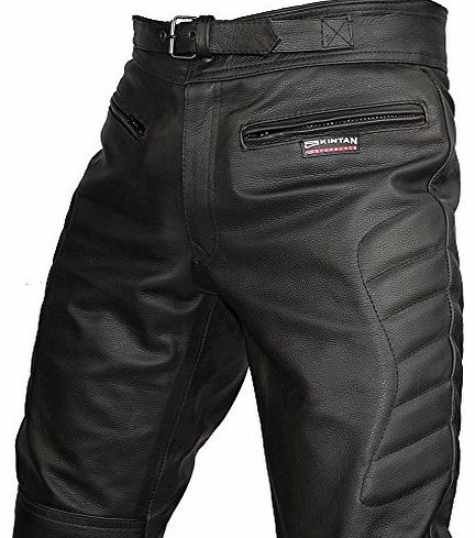 Skintan CE Armoured Mens Leather Motorcycle Trousers By Skintan (Short L29 W44)