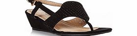 Black microsuede heeled sandals