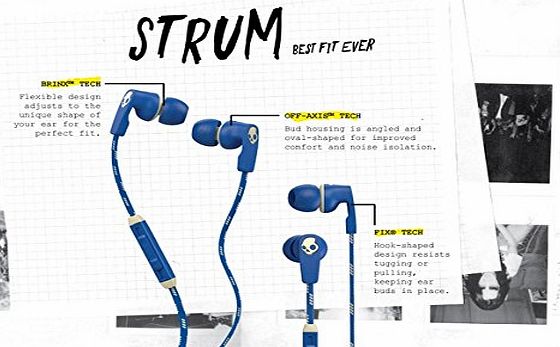 Skullcandy S2SUHX-459 Ill-Famed Collection Strum 2015 In-Ear Headphone with In-Line Microphone - Royal Blue/Cream