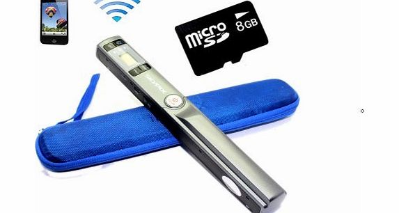 Free 8gb + Blue Case + Skypix Wifi Portable Handheld Scanner 900dpi A4 Colour amp; Mono Handyscan Handheld Scanner for Document, Photo, Receipts, Books + JPG / PDF Format Selection(J0104+SD8GB+K0112)