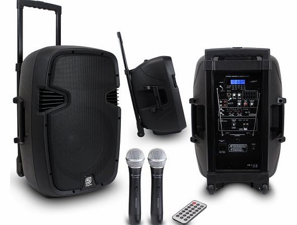 Skytec 12`` Active Aerobics Gym PA Speakers System   Wireless Microphones 500W