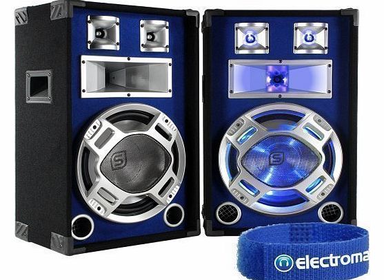 Skytec 2x Skytec 12`` Passive Blue LED DJ PA Speakers 1200W