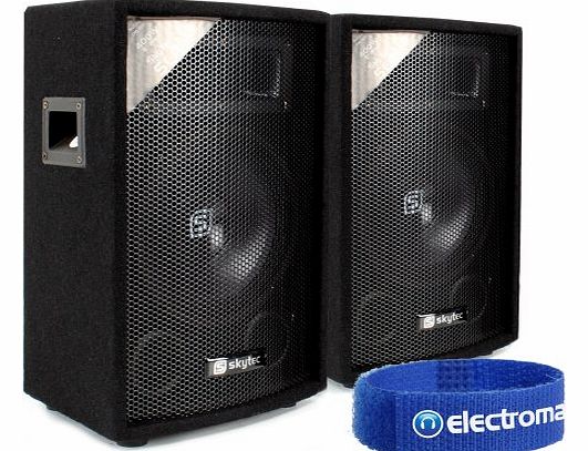 Skytec 2x Skytec 8`` Portable Passive PA DJ Party Sound System Bedroom Speakers 400W