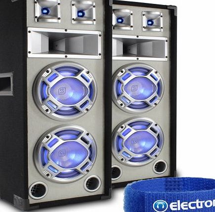 Skytec 2x Skytec Dual 8`` Party Disco Karaoke Speakers DJ Sound Setup 1200W