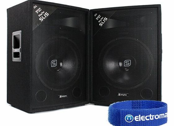 Skytec 2x Skytec SL15 15`` Inch PA Speakers Disco Party DJ Sound System 1600W
