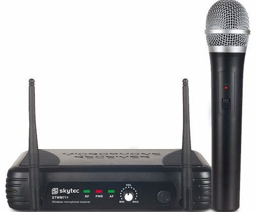 Skytec Single Channel VHF Wireless Handheld Microphone Mic System PA Karaoke DJ