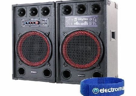 Skytec Skytronic 12`` Active USB/SD DJ PA Speakers 800W