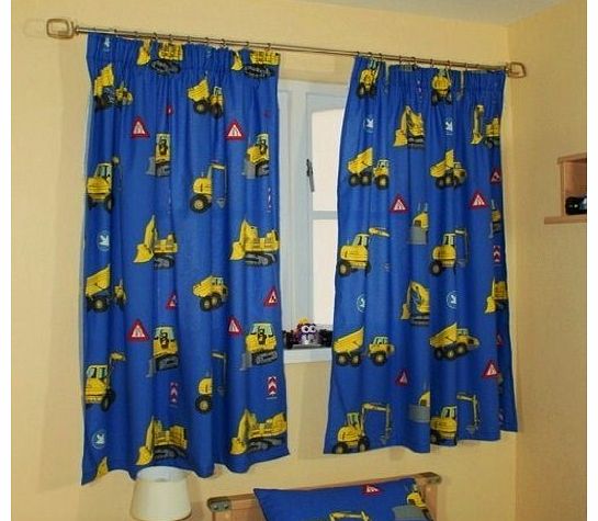 Digger childrens curtains
