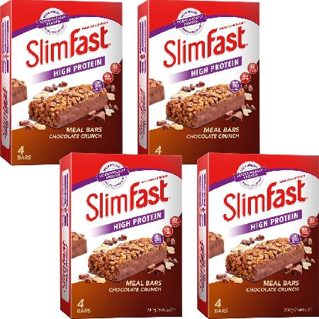Slim Fast, 2102[^]0139029 SlimFast Chocolate Crunch 4 Packs of 4 x 60g Bars