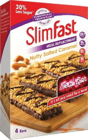 Slim Fast, 2102[^]0138945 SlimFast Nutty Salted Caramel 4 Bars