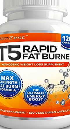 SlimZest T5 Fat Burners - Slimming Pills Super Strong - UK Manufactured - Thermogenic Capsules - 120 Vegetarian Capsules