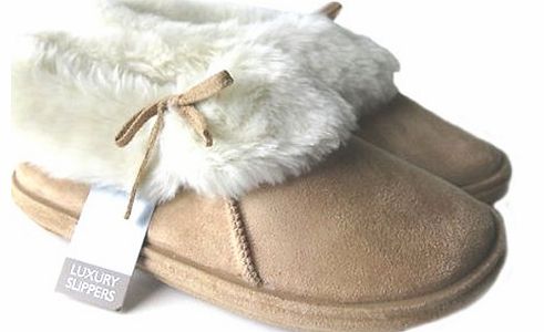 Ladies Faux Suede Furry Ankle Bootee Womens Slippers 5