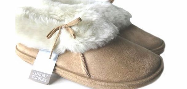Slippers Ladies Faux Suede Furry Ankle Bootee Womens Slippers 8